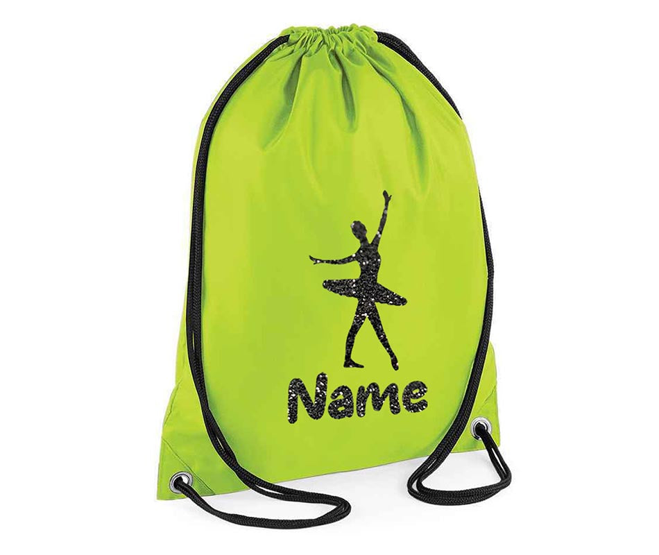 Personalised Dance Pull String Bag Girls Glitter Drawstring Ballet Kids Gift