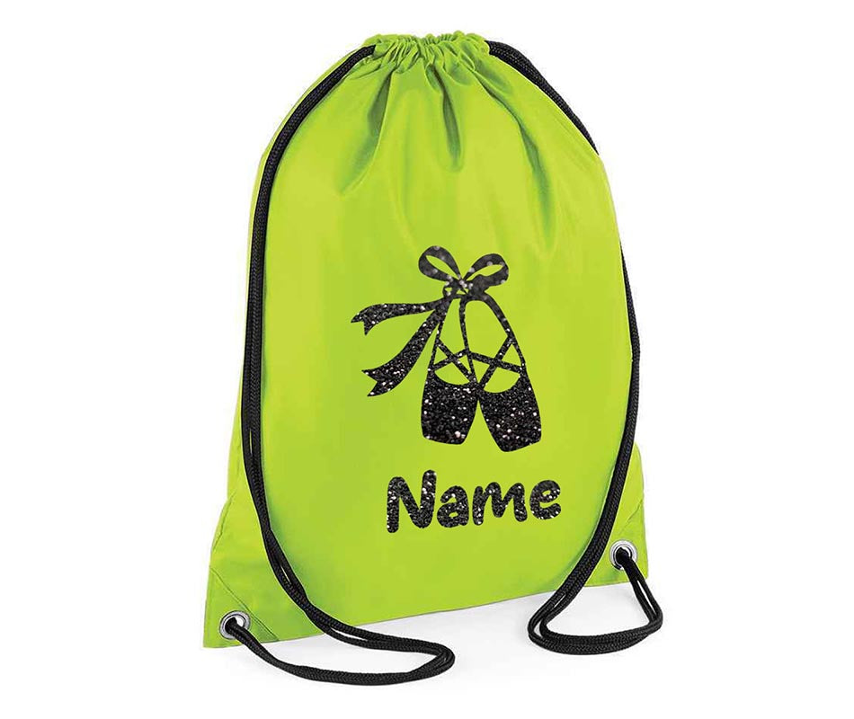 Personalised Dance Pull String Bag Girls Glitter Drawstring Ballet Kids Gift