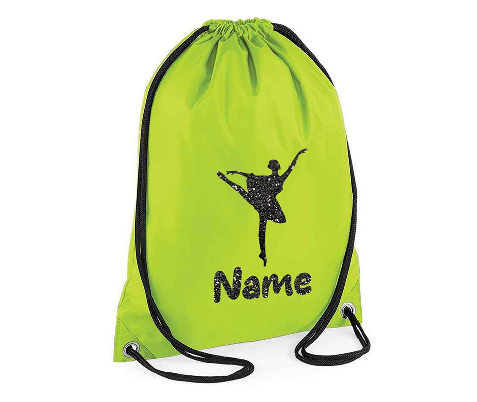 Personalised Dance Pull String Bag Girls Glitter Drawstring Ballet Kids Gift