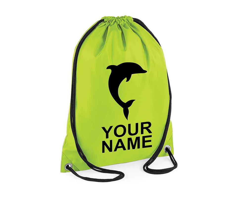 Personalised Dolphin Pull String Bag Unisex Drawstring Ballet Kids Gift