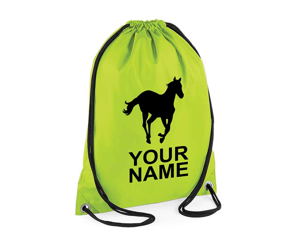 Personalised Unisex Equestrian Pull String Bag Drawstring Ballet Kids Gift Casual Backpack