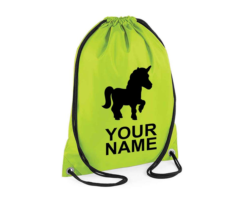 Personalised Unisex Unicorn Pull String Bag Drawstring Ballet Kids Gift Casual Backpack