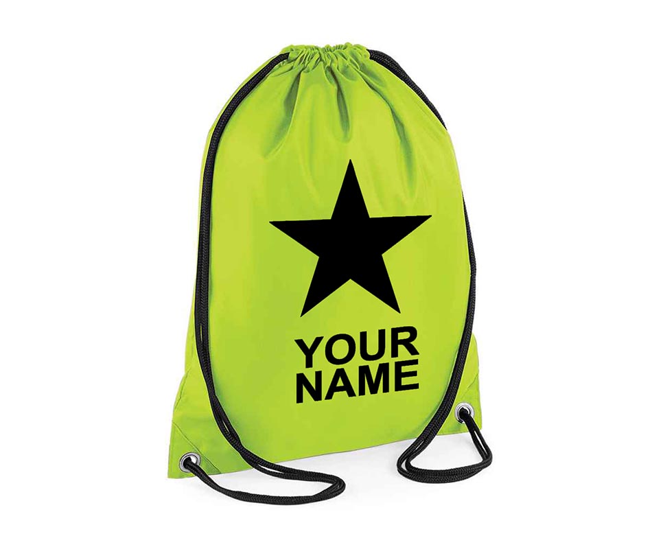 Personalised Unisex Star Pull String Bag Drawstring Ballet Kids Gift Casual Backpack