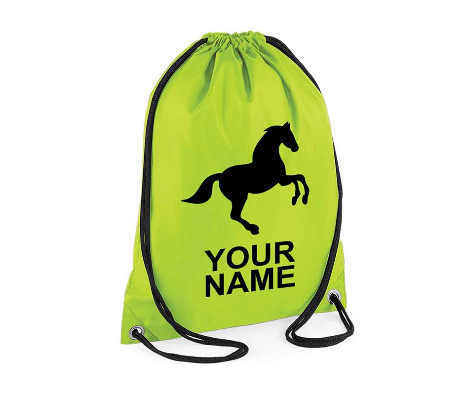 Personalised Unisex Equestrian Pull String Bag Drawstring Ballet Kids Gift Casual Backpack