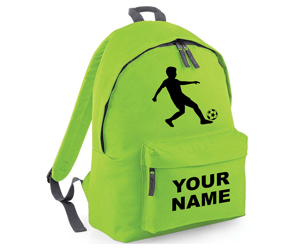 Personalised Football Player School Backpack Bag Kids Any Name Text Girls Boys Rucksack Casual and Travel Bag PE Kit