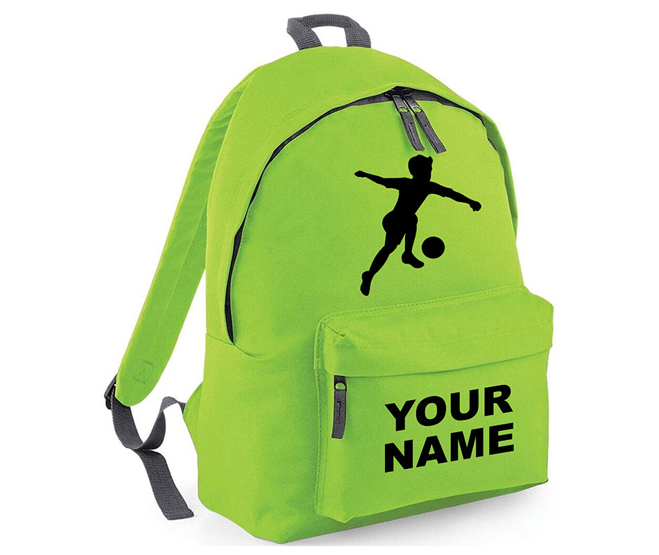 Personalised Football Player School Backpack Bag Kids Any Name Text Girls Boys Rucksack Casual and Travel Bag PE Kit