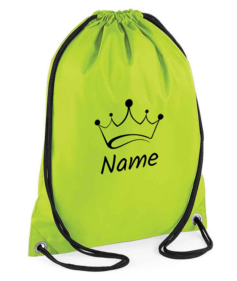 Personalised Crown Pull String Bag Unisex Drawstring Ballet Kids Gift