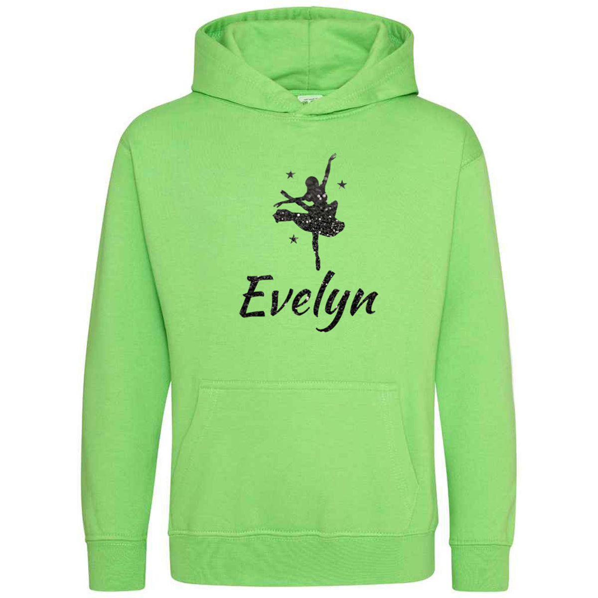 Personalised Dancing Gymnastic Girl Hoodie Custom Glitter Printed Name Hoodies