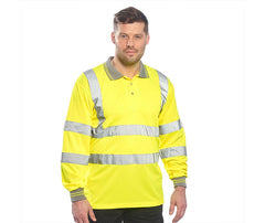 Hi Vis Viz Polo T-Shirt High Visibility Reflective Tape Safety Security Work Top