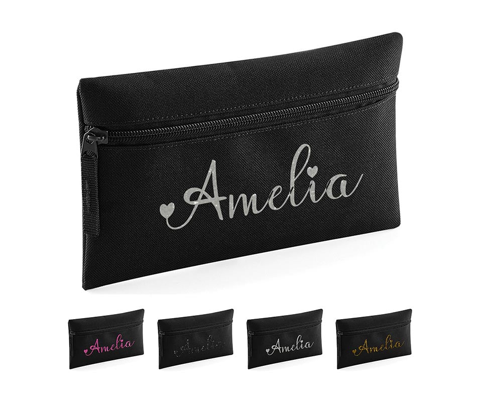 Personalised Pencil Case With Glitter Name School Equipment Pens Bag Case Gift