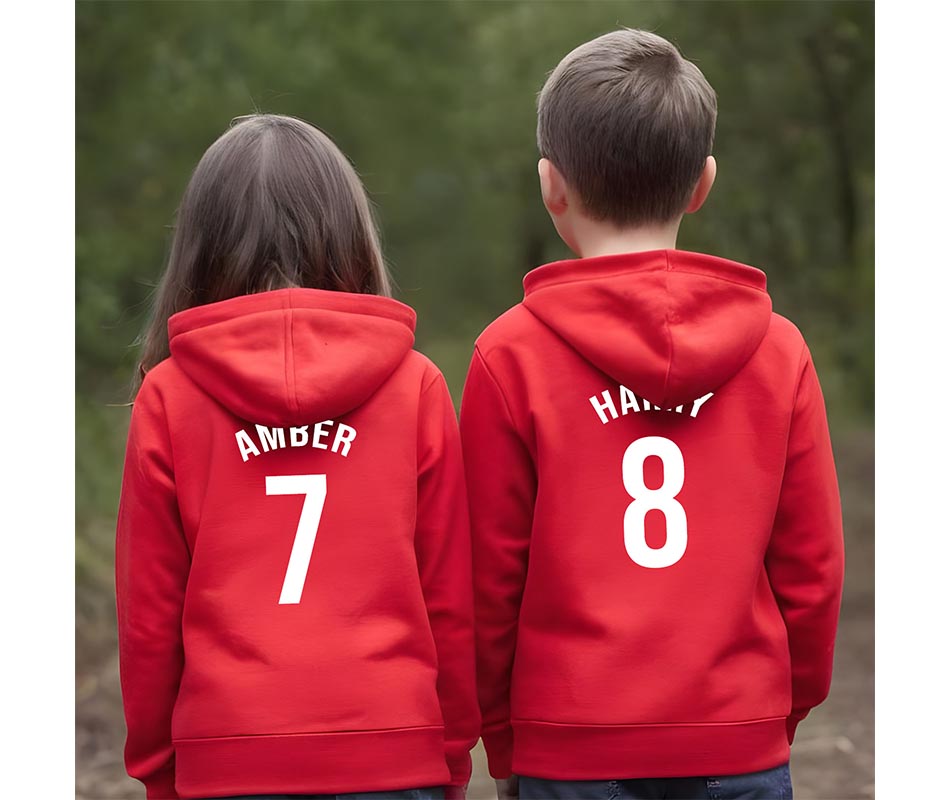 Personalised Wales Style Football Kids Hoodie Kits Customised Printed Name