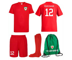 Personalised Wales Style Football Kits Custom Shirts Shorts Socks and Kit Bags