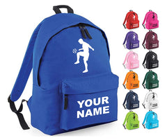 Personalised Football Player School Backpack Bag Kids Any Name Text Girls Boys Rucksack Casual and Travel Bag PE Kit