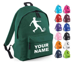 Personalised Football Player School Backpack Bag Kids Any Name Text Girls Boys Rucksack Casual and Travel Bag PE Kit