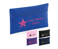 Personalised Pencil Case With Star Print And Name School Equipment Pens Bag Case