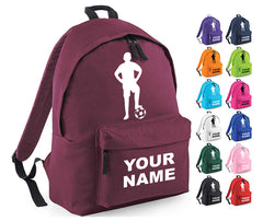 Personalised Football Player School Backpack Bag Kids Any Name Text Girls Boys Rucksack Casual and Travel Bag PE Kit