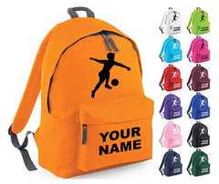 Personalised Football Player School Backpack Bag Kids Any Name Text Girls Boys Rucksack Casual and Travel Bag PE Kit