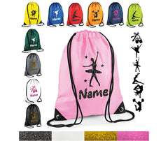 Personalised Dance Pull String Bag Girls Glitter Drawstring Ballet Kids Gift