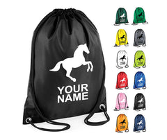 Personalised Unisex Equestrian Pull String Bag Drawstring Ballet Kids Gift Casual Backpack