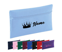 Personalised Pencil Case With Glitter Crown Name School Equipment Pens Bag Case