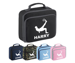 Personalised Football Player Lunch Bag Boys School Insulated Any Name Kids Snack Box