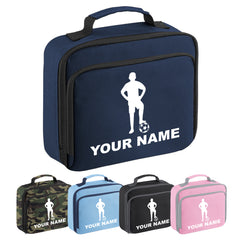 Personalised Lunch Bag Football Boys School Insulated Any Name Kids Snack Box