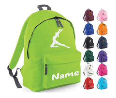 Personalised Gymnastics Leaping dancer School Backpack Kids Any Name Text Girls