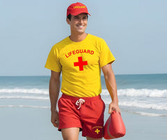 Lifeguard Men Fancy Dress Costume T-shirts + Shorts + Cap