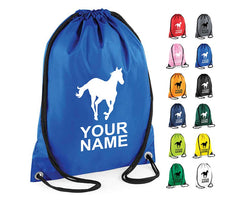 Personalised Unisex Equestrian Pull String Bag Drawstring Ballet Kids Gift Casual Backpack