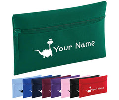 Personalised Pencil Case With Dinosaur Print and Name School Equipment Pens Bag