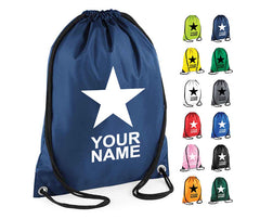 Personalised Unisex Star Pull String Bag Drawstring Ballet Kids Gift Casual Backpack