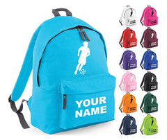 Personalised Football Player School Backpack Bag Kids Any Name Text Girls Boys Rucksack Casual and Travel Bag PE Kit