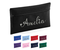 Personalised Pencil Case With Glitter Name School Equipment Pens Bag Case Gift