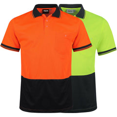 Mens Hi Viz Polo Shirt Short Sleeve High Visibility Safety Work Vis Top