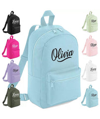 Personalised Girls Backpack Bag Mini School PE Club Nursery Any Name Rucksack