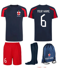 Personalised England Football Kits Customised Shirts Shorts Socks and Kit Bags