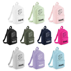 Personalised Girls Backpack Equestrian Bag Mini School PE Club Nursery Any Name Rucksack