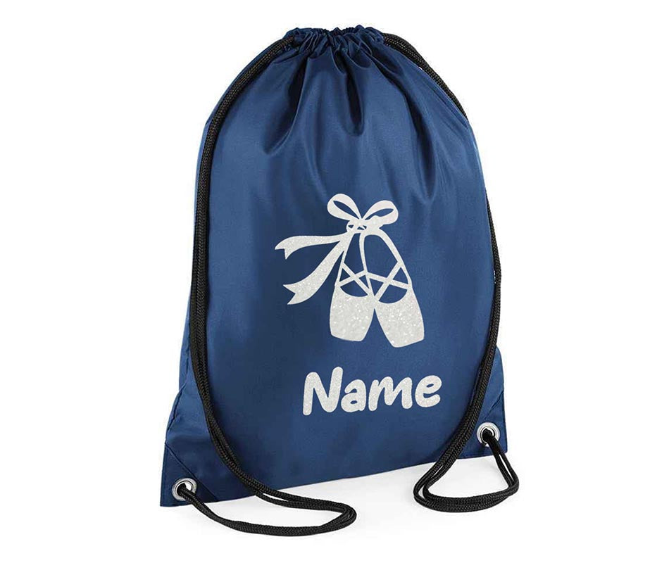 Personalised Dance Pull String Bag Girls Glitter Drawstring Ballet Kids Gift