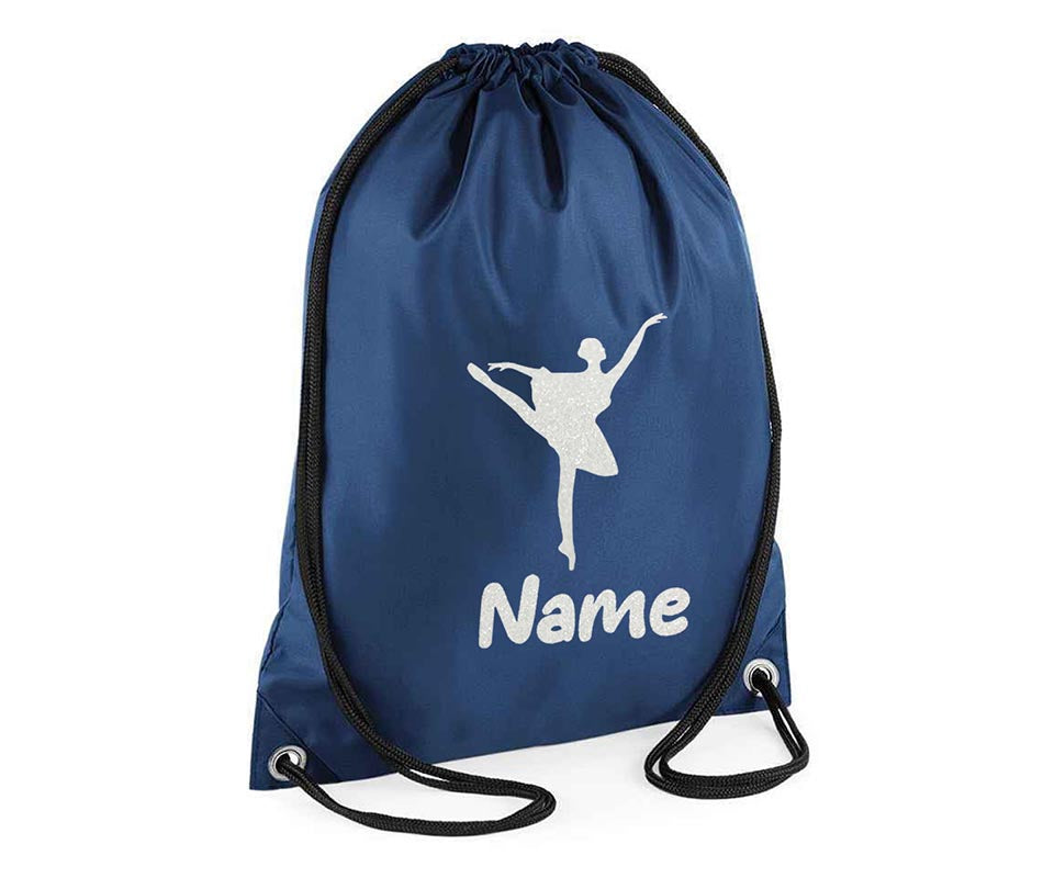 Personalised Dance Pull String Bag Girls Glitter Drawstring Ballet Kids Gift