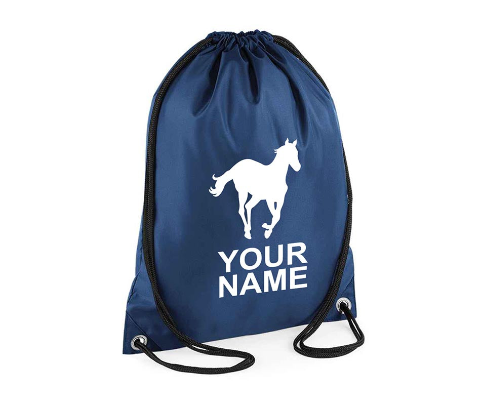 Personalised Unisex Equestrian Pull String Bag Drawstring Ballet Kids Gift Casual Backpack