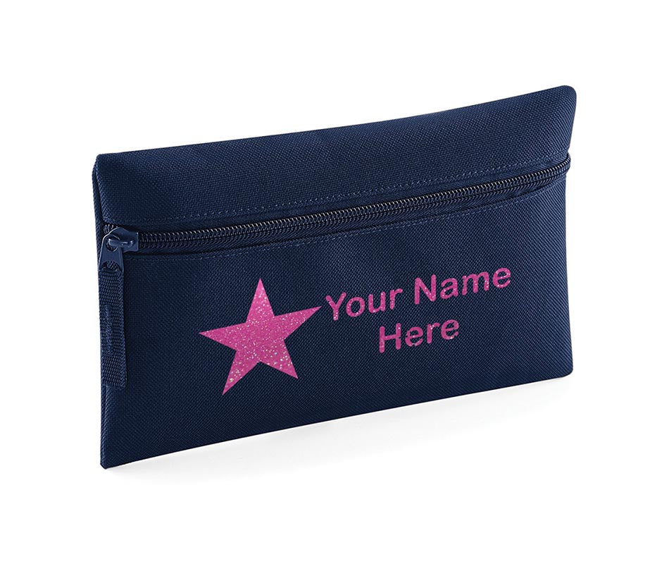 Personalised Pencil Case With Star Print And Name School Equipment Pens Bag Case