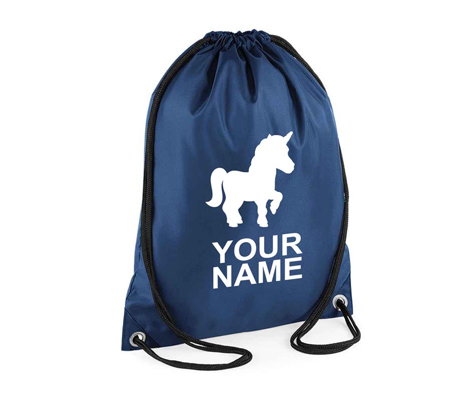 Personalised Unisex Unicorn Pull String Bag Drawstring Ballet Kids Gift Casual Backpack