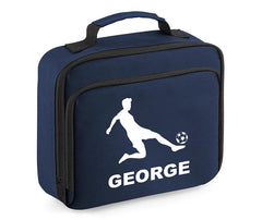 Personalised Football Player Lunch Bag Boys School Insulated Any Name Kids Snack Box