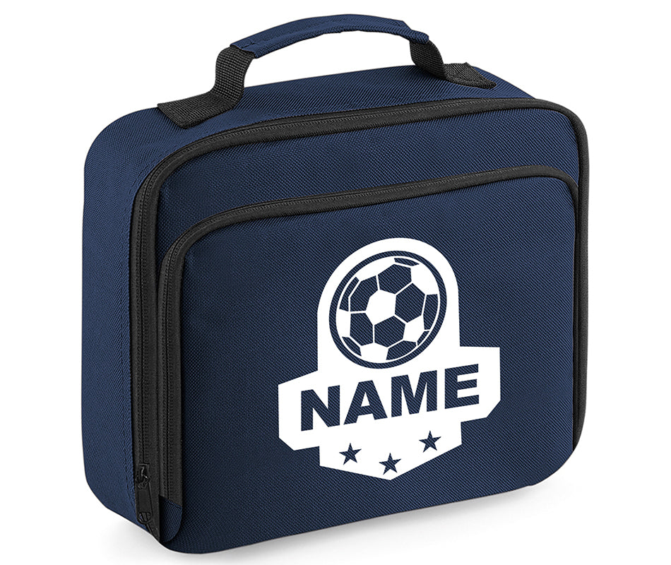 Personalised Football Name Lunch Bag Boys Girls Insulated Children School Dinner Box