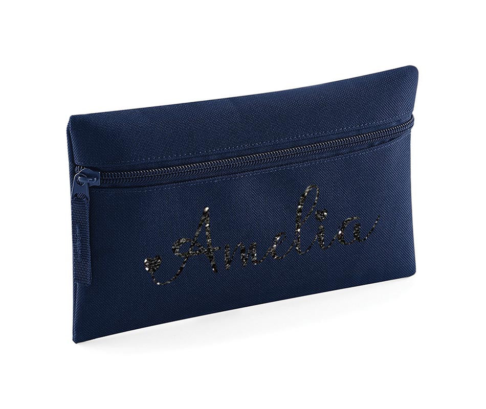 Personalised Pencil Case With Glitter Name School Equipment Pens Bag Case Gift