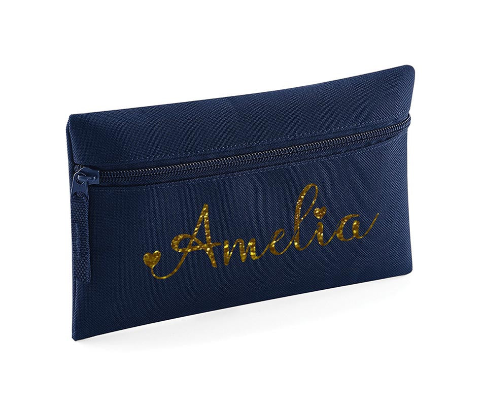 Personalised Pencil Case With Glitter Name School Equipment Pens Bag Case Gift