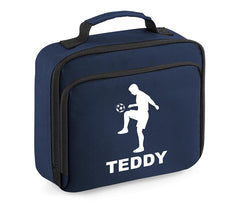 Personalised Football Player Lunch Bag Boys School Insulated Any Name Kids Snack Box