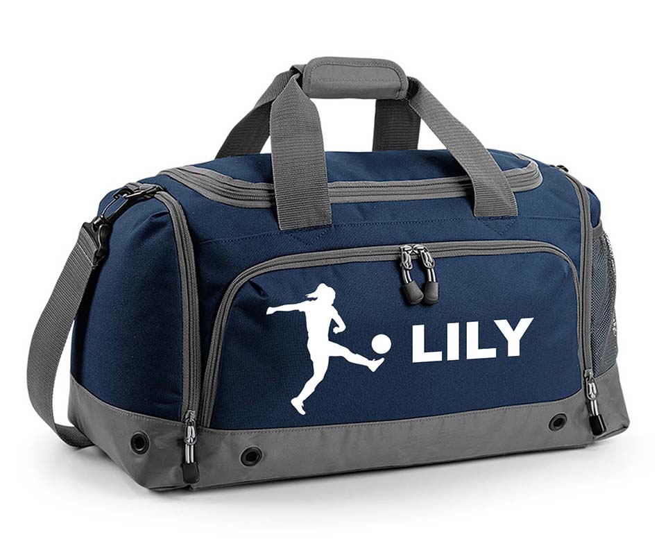 Personalised Football Player Holdall With Your Name Or Club Kids girls women Kit Bag Water-Resistant Unisex Comfortable