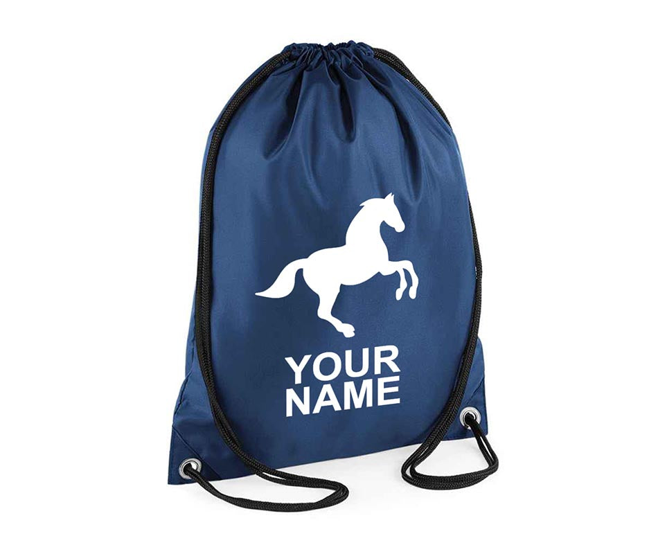 Personalised Unisex Equestrian Pull String Bag Drawstring Ballet Kids Gift Casual Backpack