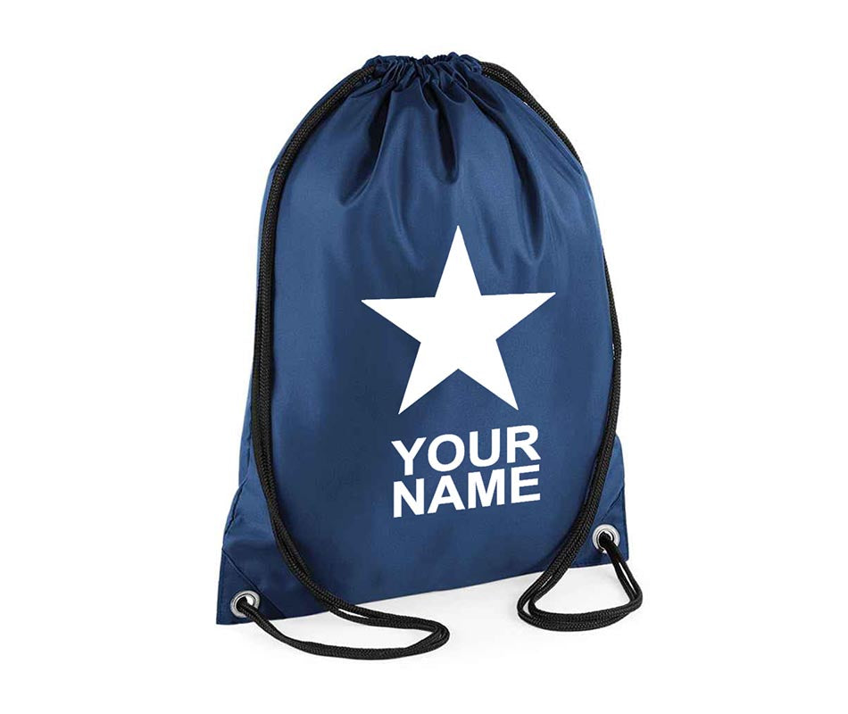 Personalised Unisex Star Pull String Bag Drawstring Ballet Kids Gift Casual Backpack